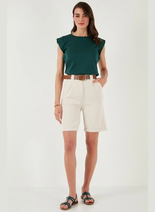 ليلا تي شيرت قطن ليلا بدون أكمام بياقة دائرية للنساء